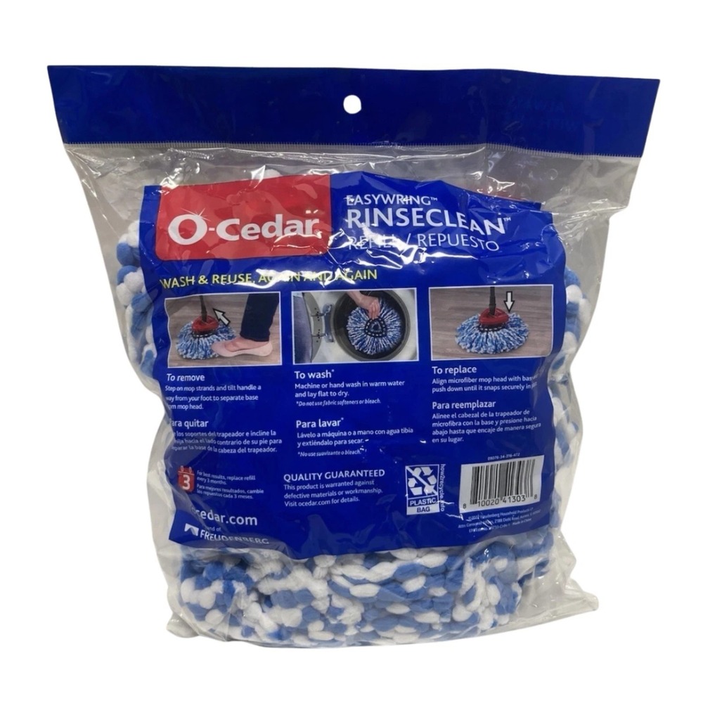O-Cedar RinseClean Spin Mop Refill Heads 2 Pack EasyWring Replacement Microfiber - Picture 2 of 3